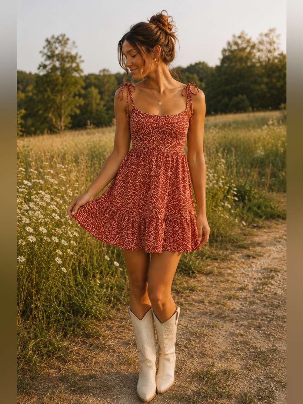 Princess Polly Red Floral Tie Strap Mini Dress US 2 Cottagecore Sundress
